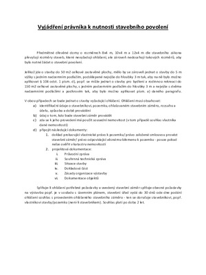 Vyjadrenie k nutnosti stavebného povolenia (CZ)